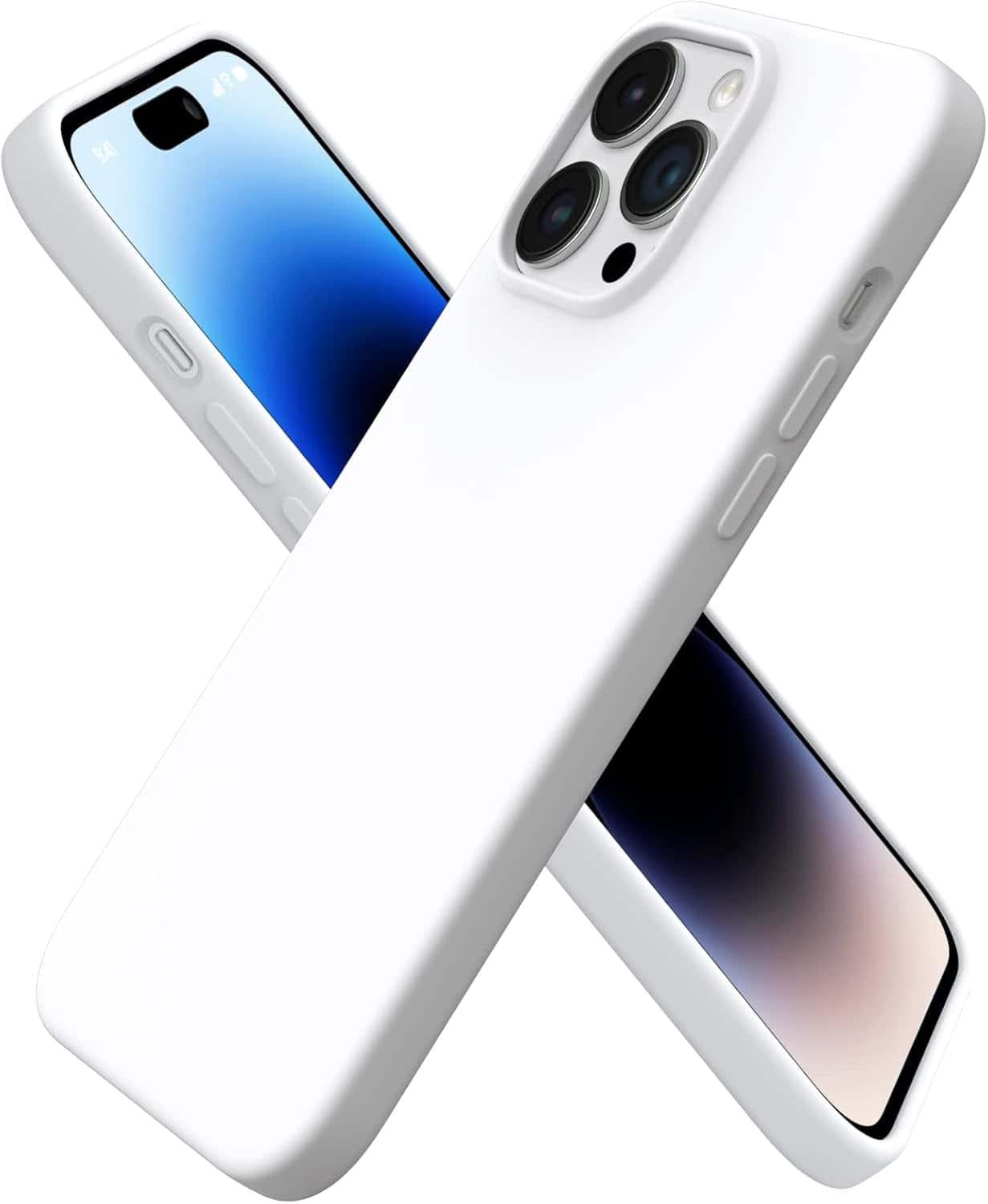 Ornarto - Designed for iPhone 14 Pro Max Case 6.7", Slim Liquid Silicone Full Covered Protective Cover - White
