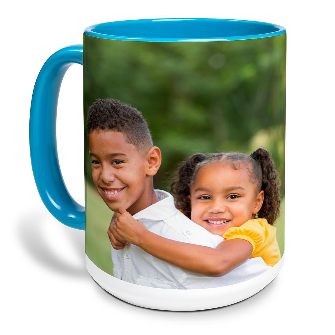 Sky Blue Color Accent Coffee Mugs: 15oz, Ceramic, by Snapfish