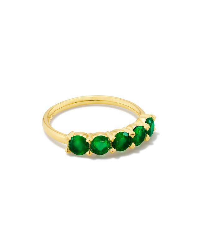 Kendra Scott Blakely 18k Gold Vermeil Band Ring in Green | Onyx | Size 7