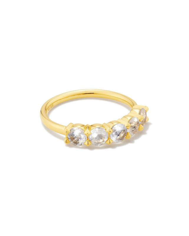 Kendra Scott Blakely 18k Gold Vermeil Band Ring in Rainbow | Moonstone | Size 5