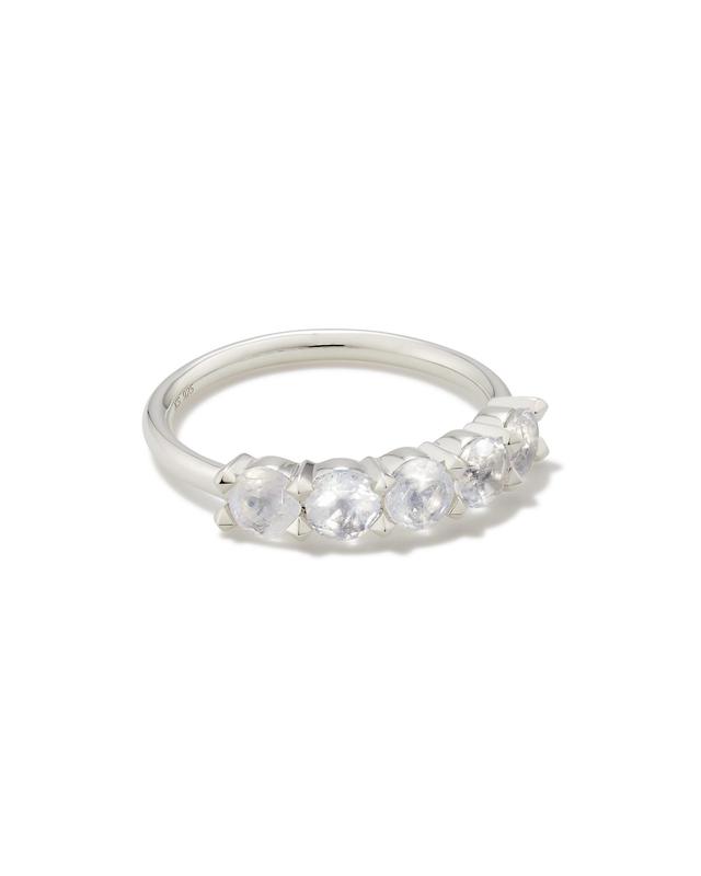Kendra Scott Blakely Sterling Silver Band Ring in Rainbow | Moonstone | Size 5