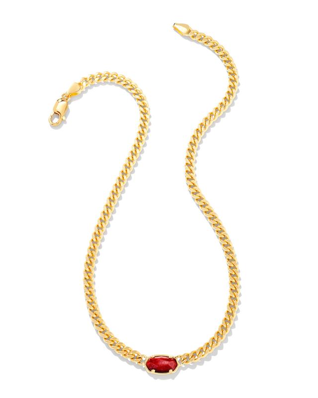 Kendra Scott Elisa 18k Gold Vermeil Curb Chain Necklace in Red Tiger's Eye | Tigers Eye