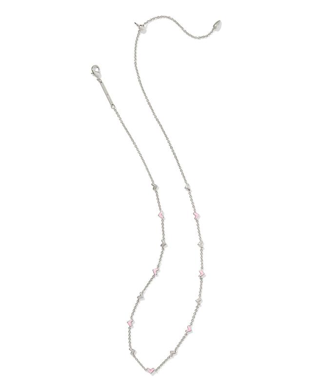Kendra Scott Haven Silver Strand Necklace in Pink Enamel | Enamel/Metal Rhodium