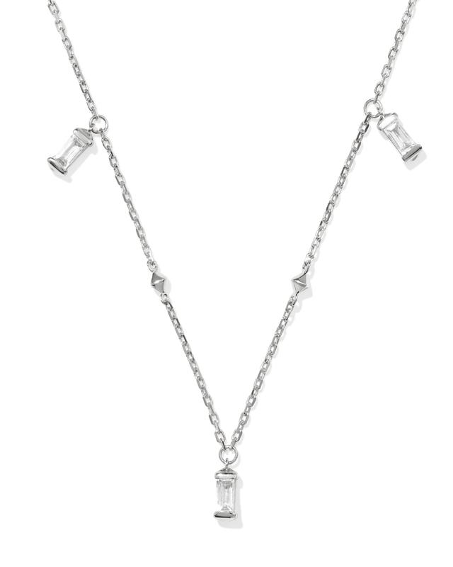 Kendra Scott Blythe Sterling Silver Strand Necklace in White Topaz | Topaz/Metal