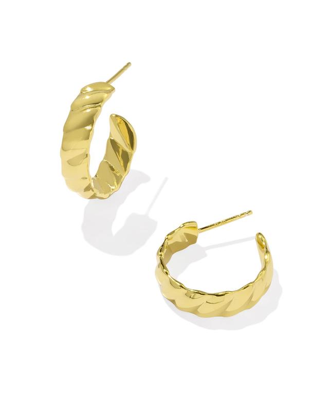 Kendra Scott Tyler Wide Small Hoop Earrings in 18k Gold Vermeil | Metal