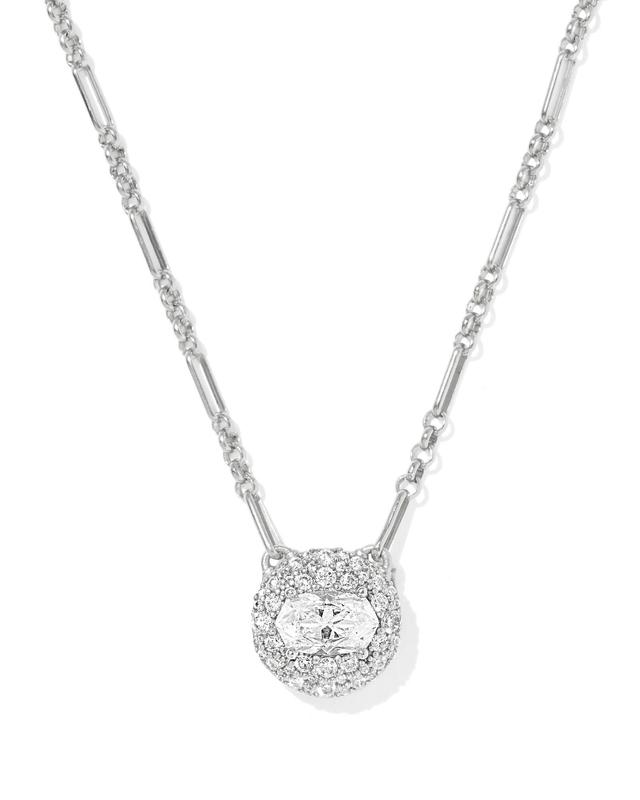 Kendra Scott Bella Silver Short Pendant Necklace | Cubic Zirconia/Metal Rhodium