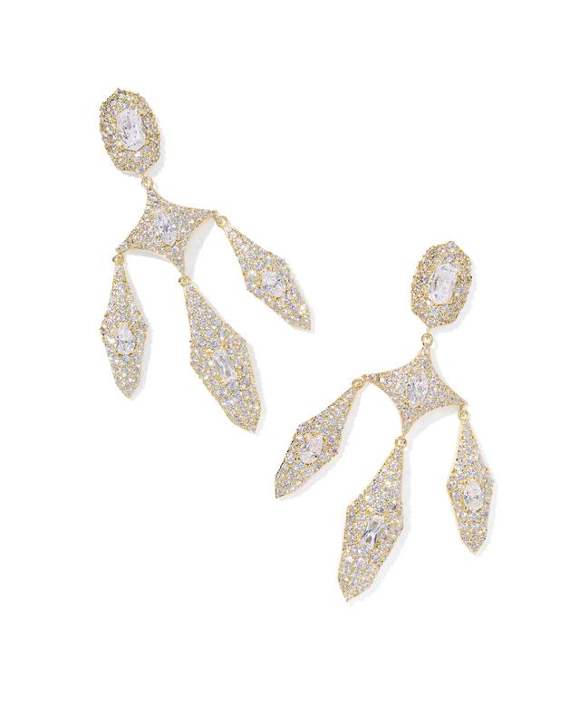Kendra Scott Bella Gold Statement Earrings | Cubic Zirconia
