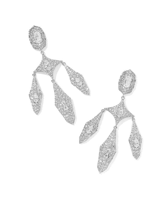 Kendra Scott Bella Silver Statement Earrings | Cubic Zirconia/Metal Rhodium