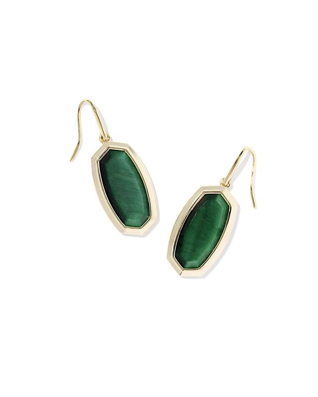 Kendra Scott Dani Bezel Gold Drop Earrings | Tigers Eye