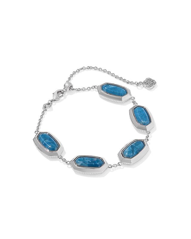 Kendra Scott Elaina Bezel Silver Delicate Chain Bracelet | Magnesite/Metal Rhodium