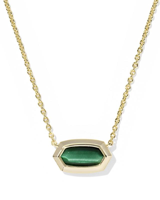 Kendra Scott Elisa Bezel Gold Short Pendant Necklace | Tigers Eye