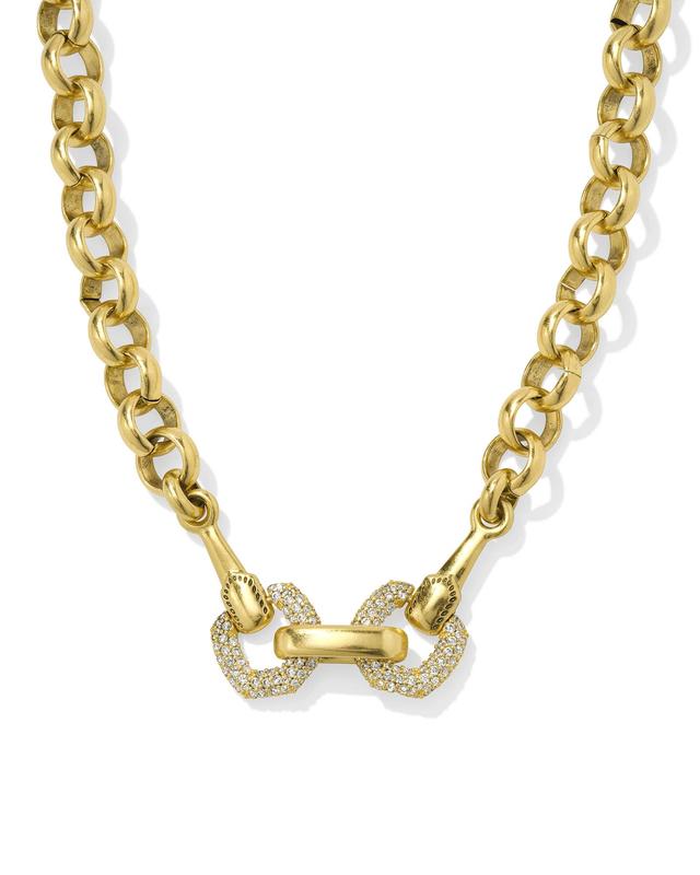 Kendra Scott Beau Vintage Gold Pave Statement Necklace in White CZ | Nano Crystal