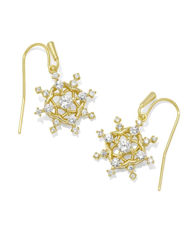 Kendra Scott Snow Gold Drop Earrings in White CZ | Crystal