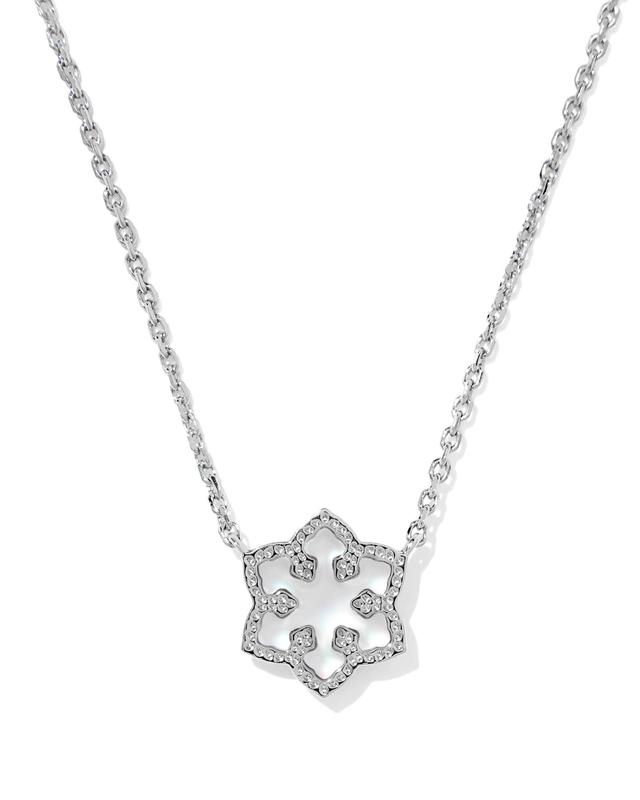 Kendra Scott Snowflake Silver Short Pendant Necklace | Dichroic Glass/Metal Rhodium