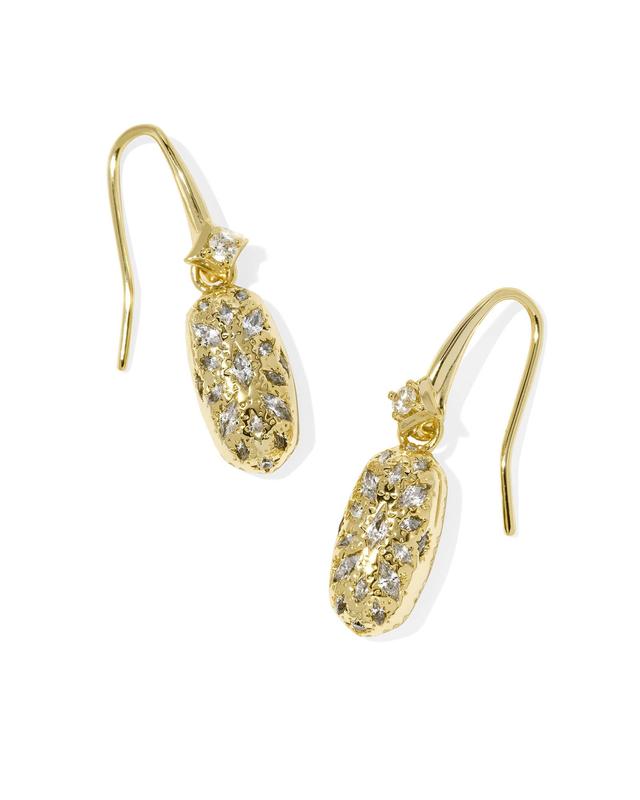 Kendra Scott Holland Gold Drop Earrings in White CZ | Crystal