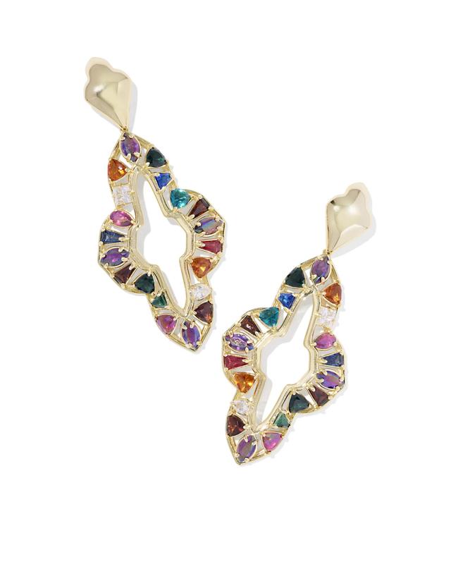 Kendra Scott Abbie Gold Crystal Statement Earrings | Mix/Metal