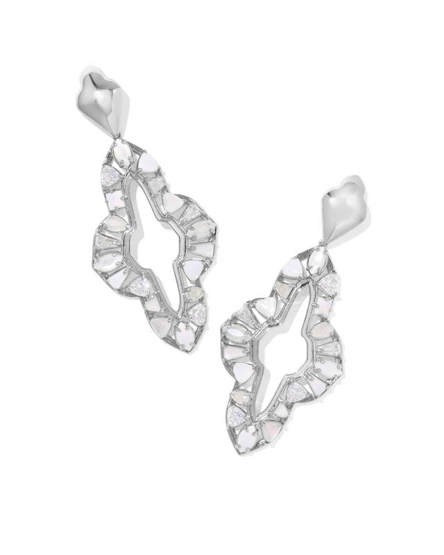 Kendra Scott Abbie Silver Crystal Statement Earrings | Mix/Metal Rhodium