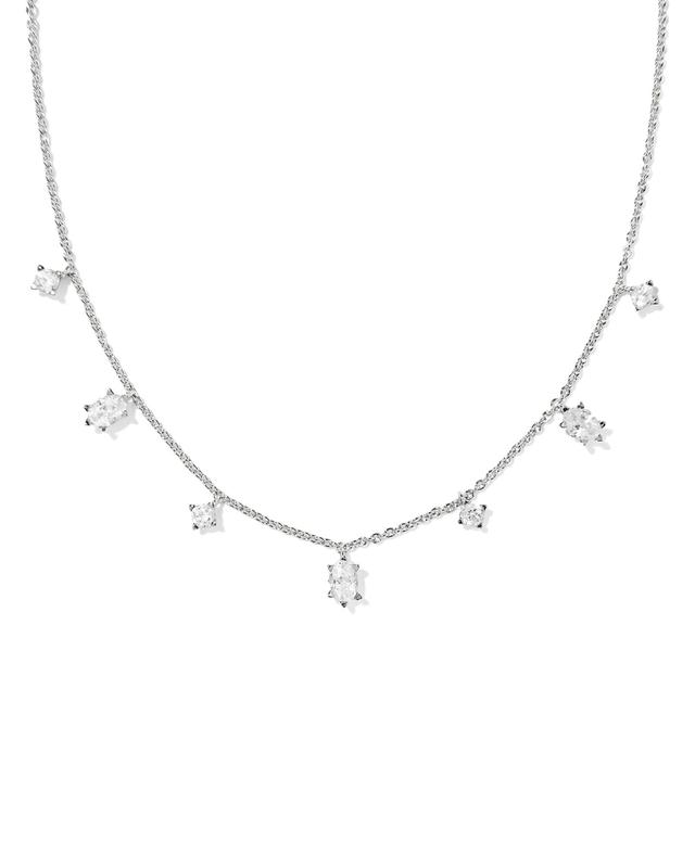 Kendra Scott Cailin April Delicate Strand Necklace | Cubic Zirconia/Metal Rhodium