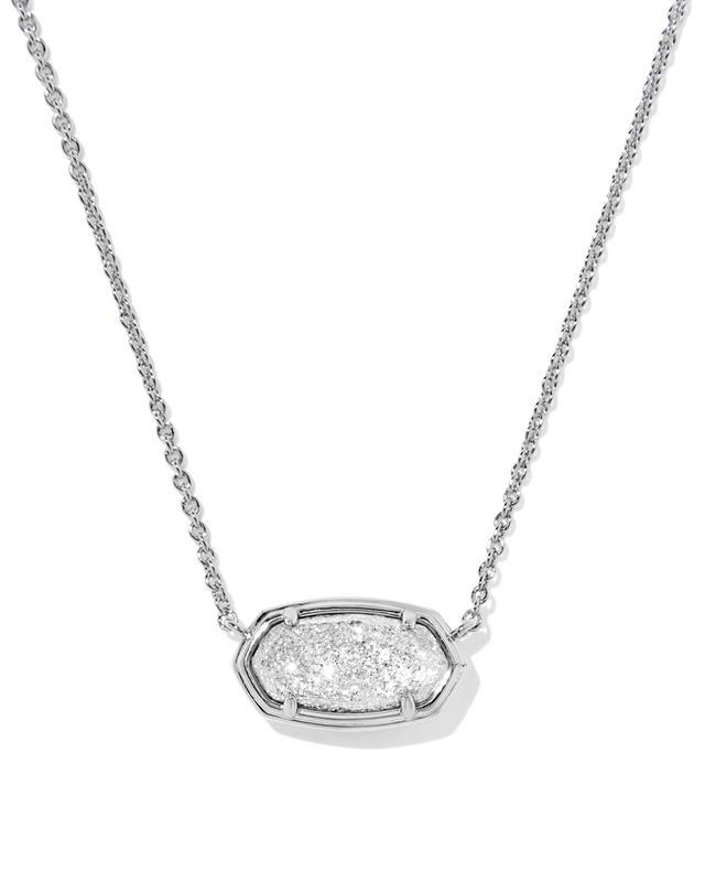 Kendra Scott Elisa 2025 Silver Collector's Edition Short Pendant Necklace | Glitter Glass/Metal Rhodium
