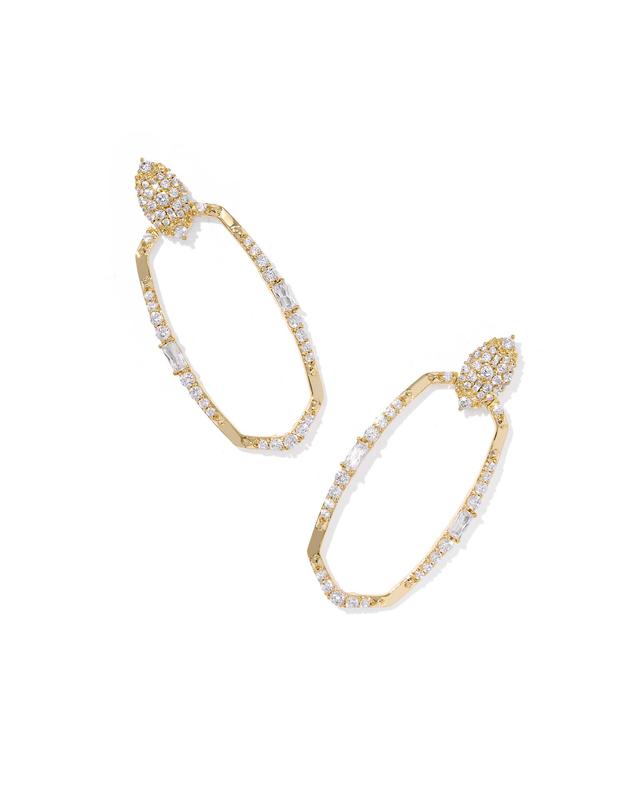 Kendra Scott Essie Pave Gold Open Frame Earrings | Cubic Zirconia