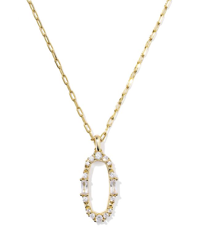 Kendra Scott Essie Pave Gold Short Pendant Necklace | Cubic Zirconia