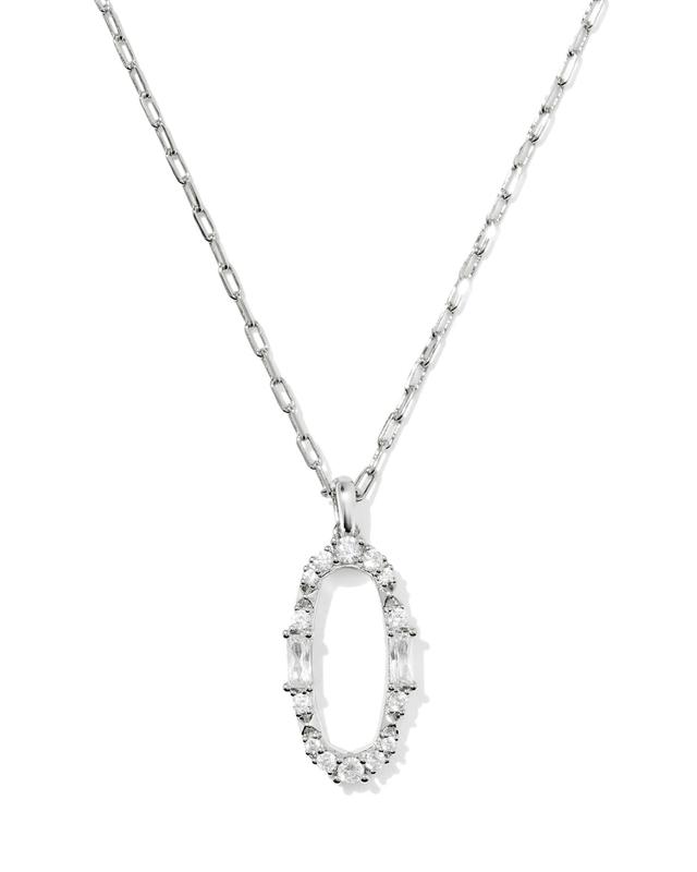 Kendra Scott Essie Pave Silver Short Pendant Necklace | Cubic Zirconia/Metal Rhodium
