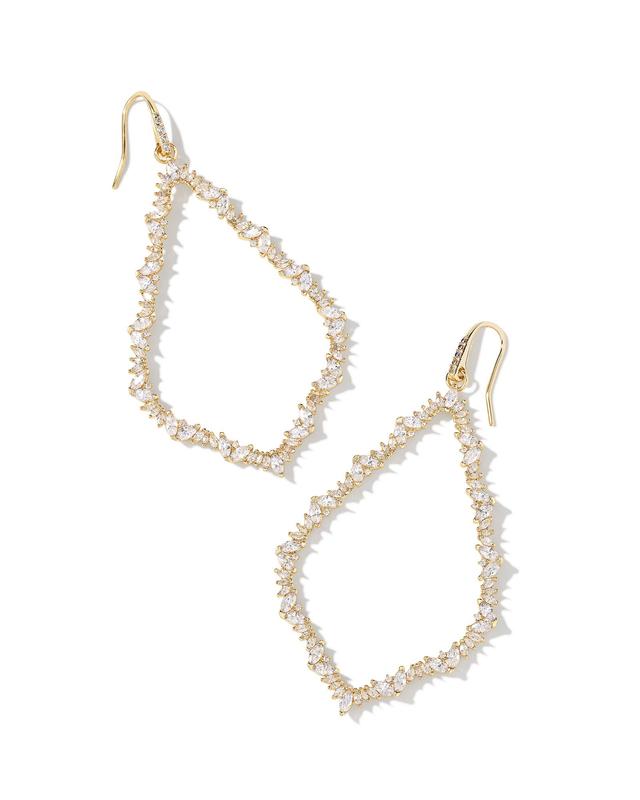 Kendra Scott Sophee Gold Open Frame Earrings in White CZ | Crystal