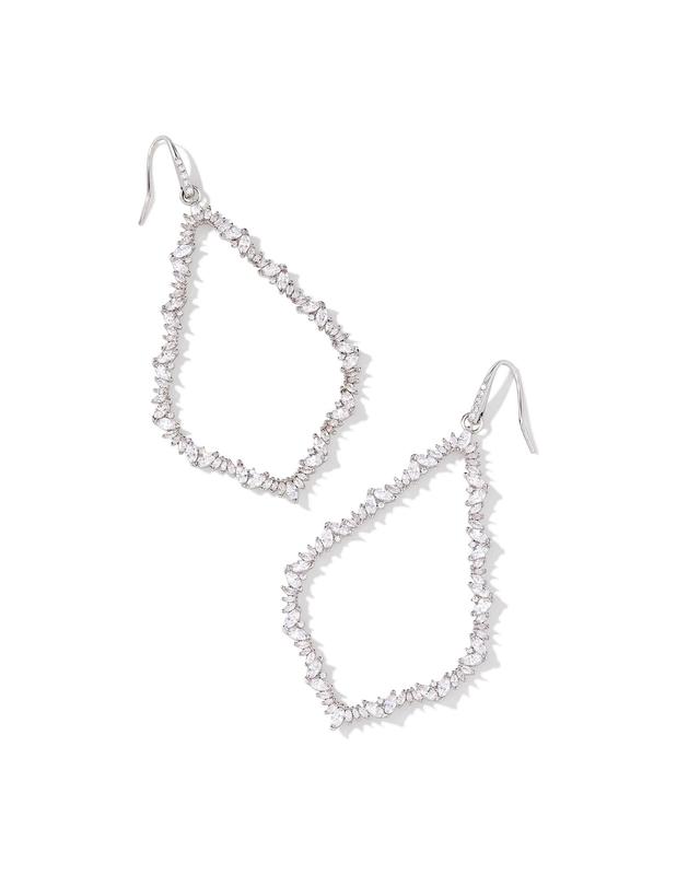 Kendra Scott Sophee Silver Crystal Open Frame Earrings in White CZ | Crystal/Metal Rhodium