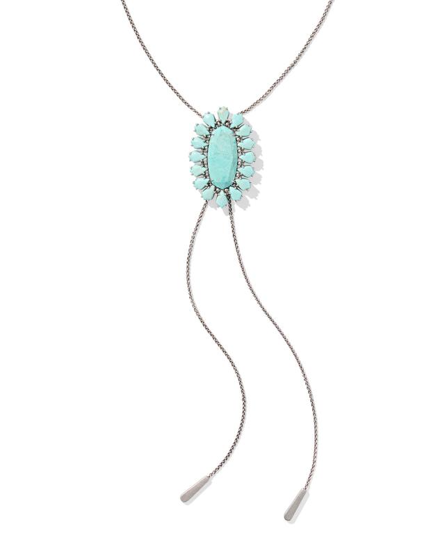 Kendra Scott Flynn Vintage Silver Bolo Necklace in Sea Green Chrysocolla | Mix