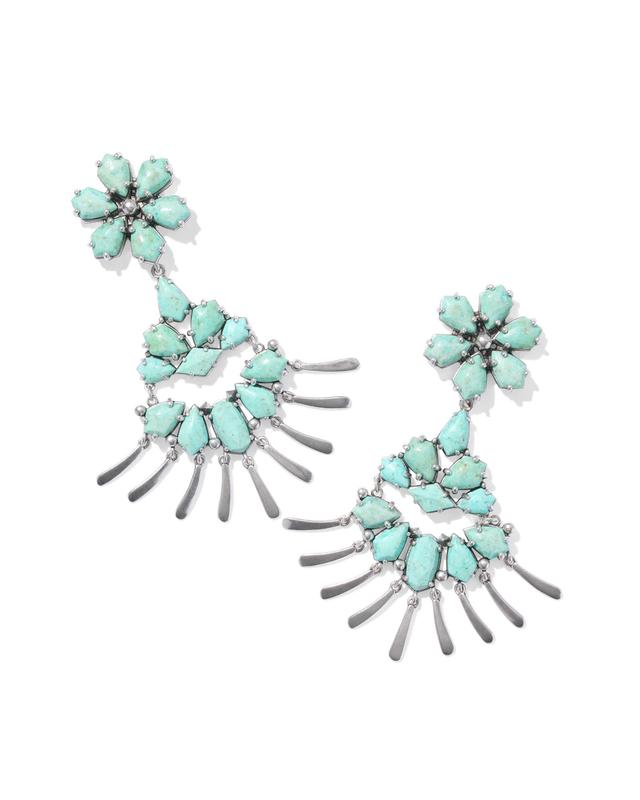 Kendra Scott Flynn Vintage Silver Statement Earrings in Sea Green Chrysocolla | Chrysocolla/Metal