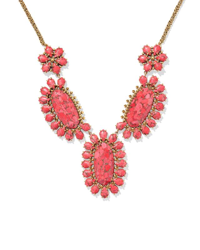 Kendra Scott Flynn Vintage Gold Statement Necklace in Bronze Veined Red Magnesite | Bronze Veined Magnesite/Metal