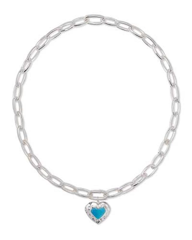 Kendra Scott Angie Heart Sterling Silver Locket Statement Necklace in Turquoise | Genuine Turquoise