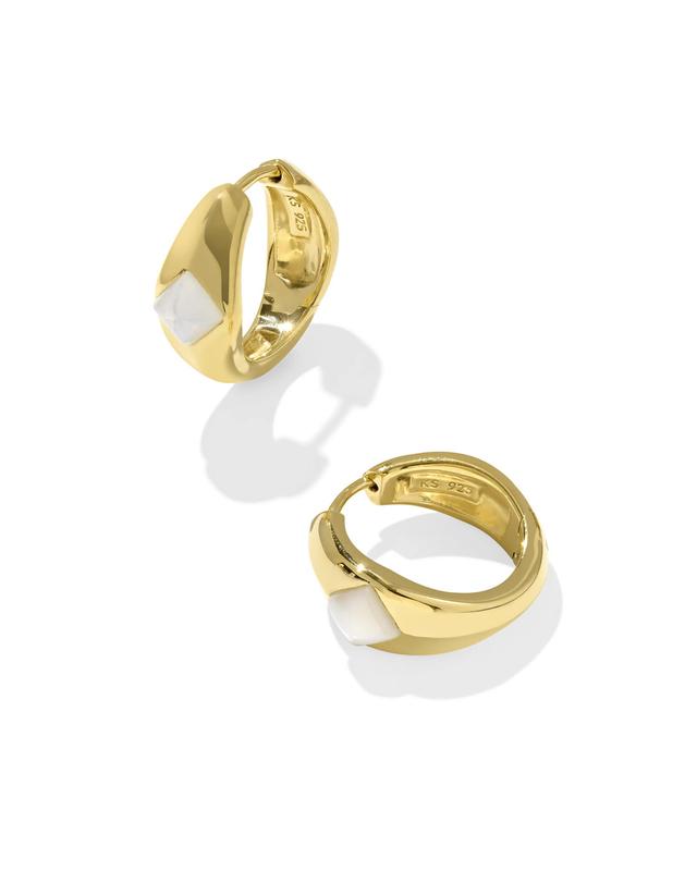 Kendra Scott Alani 18k Gold Vermeil Huggie Earrings in Ivory Mother-of-Pearl | Mother Of Pearl/Metal