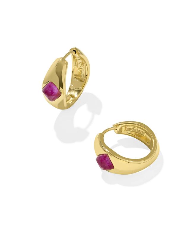 Kendra Scott Alani 18k Gold Vermeil Huggie Earrings in Pink Quartz | Quartz/Metal