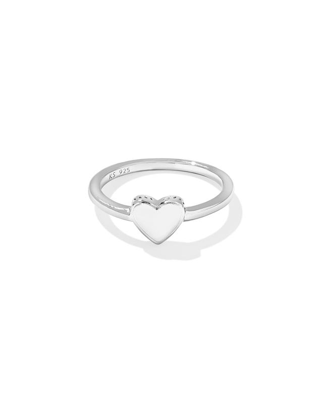 Kendra Scott Jasmine Heart Band Ring in Sterling Silver | Metal | Size 8