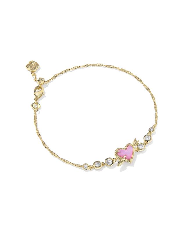Kendra Scott Ari Heart Arrow Gold Tennis Bracelet | Opalescent Resin