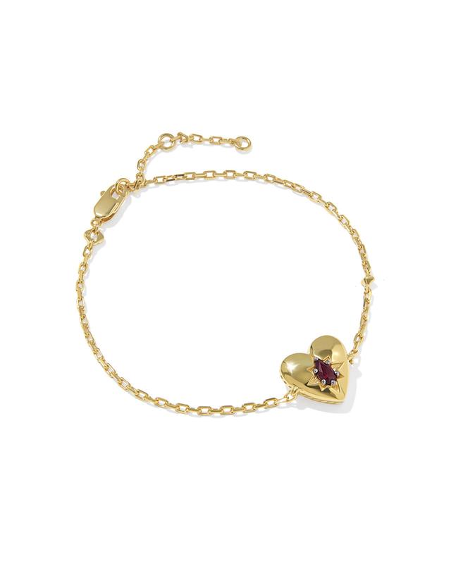 Kendra Scott Bold Heirloom Heart 18k Yellow Gold Vermeil Bracelet | Garnet