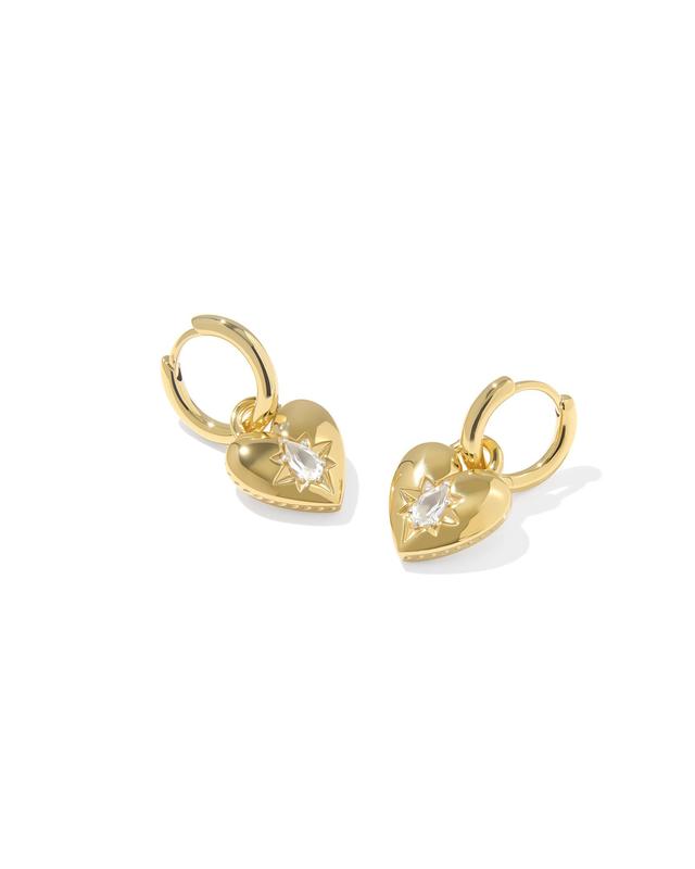 Kendra Scott Bold Heirloom Heart 18k Yellow Gold Vermeil Convertible Huggie Earrings | Topaz