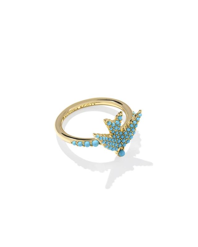 Kendra Scott Melody Bird Gold Cocktail Ring | Crystal | Size 8