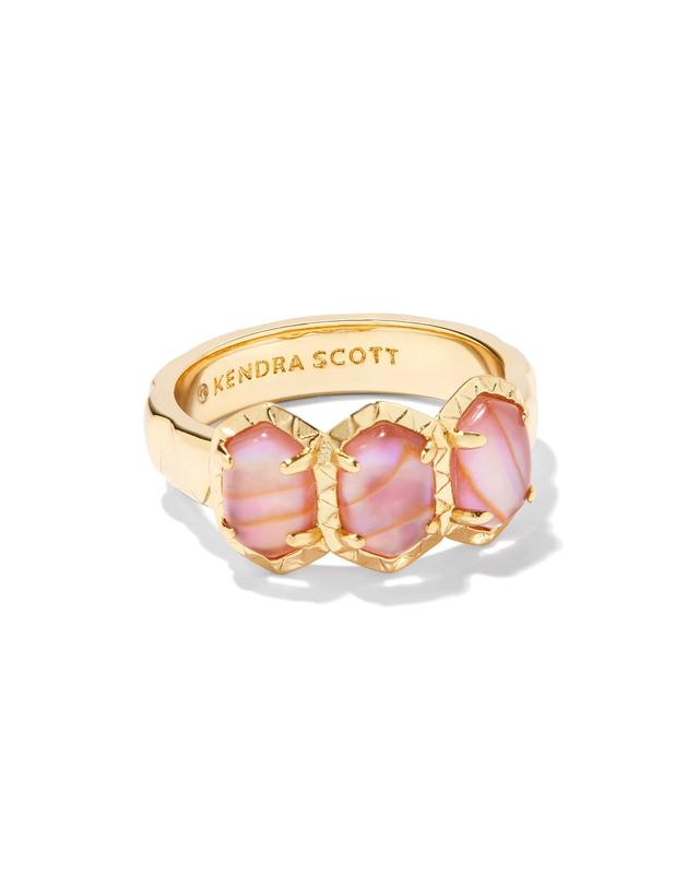 Kendra Scott Daphne Gold Band Ring in Light Pink Iridescent | Abalone | Size 5
