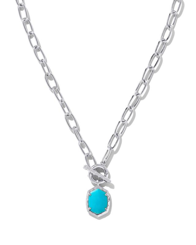 Kendra Scott Daphne Convertible Silver Link and Chain Necklace in Variegated Turquoise Magnesite | Variegated Magnesite/Metal Rh