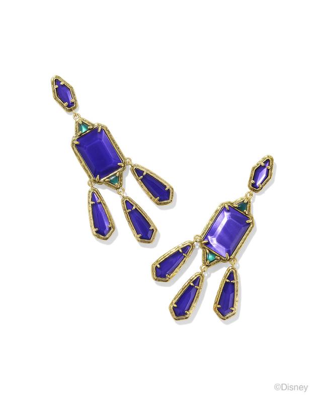 Disney | Kendra Scott The Queen Vintage Gold Statement Earrings in Royal Purple Mother-of-Pearl | Mother Of Pearl