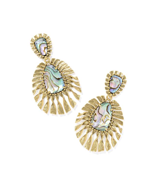 Kendra Scott Zahara Vintage Gold Statement Earrings | Abalone/Metal