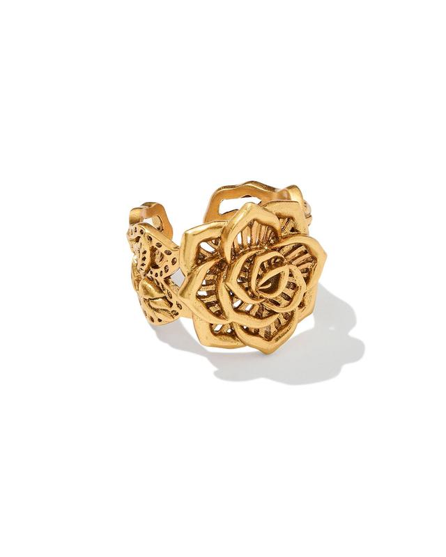 Kendra Scott Ansel Rose Cocktail Ring in Vintage Gold | Metal | Size Medium/Large