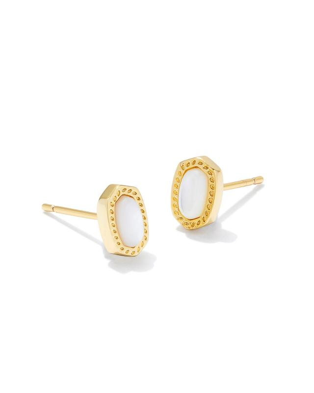 Kendra Scott Mini Ellie Gold Stud Earrings in Ivory Mother-of-Pearl | Mother Of Pearl