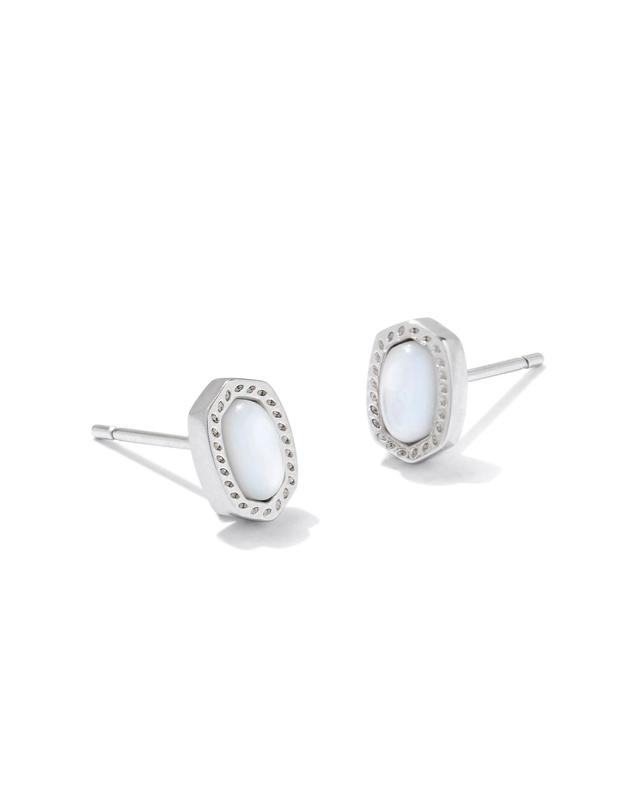 Kendra Scott Mini Ellie Silver Stud Earrings in Ivory Mother-of-Pearl | Mother Of Pearl/Metal Rhodium