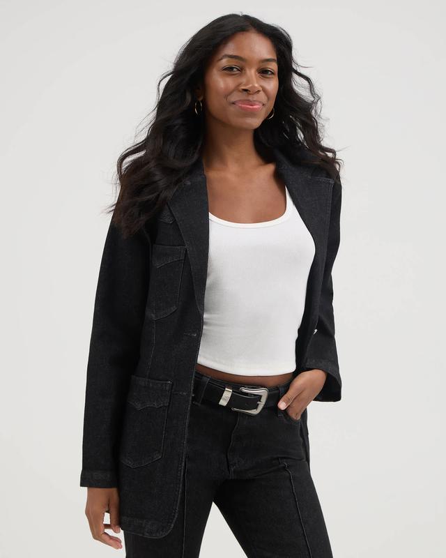 Wrangler® x Yellow Rose by Kendra Scott 70's Fitted Blazer | Denim