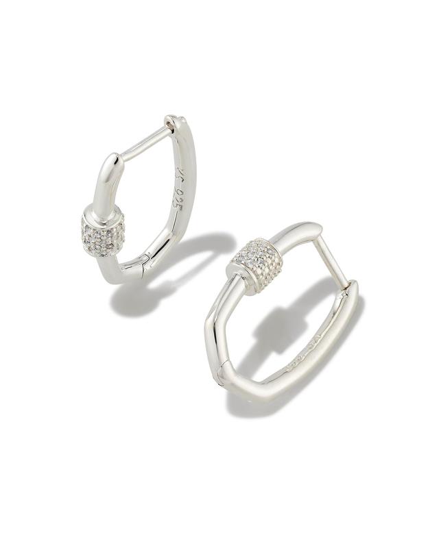 Kendra Scott Bristol Sterling Silver Huggie Earrings in White | Sapphire