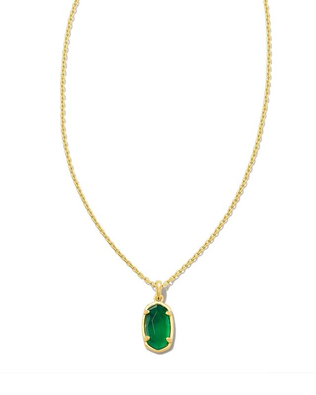 Kendra Scott Mommy & Me 18k Gold Vermeil Youth Stone Fern Short Pendant Necklace in Green | Onyx