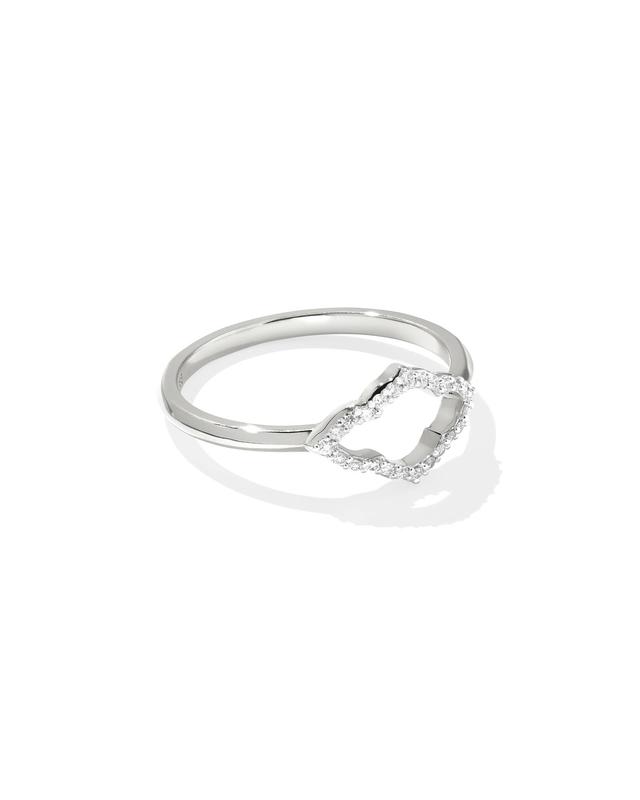 Kendra Scott Abbie 14k White Gold Pave Open Frame Band Ring | Diamonds | Size 6